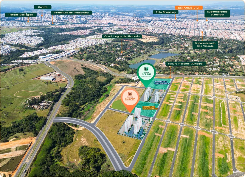 Vista aérea da região do Parque dos Pássaros